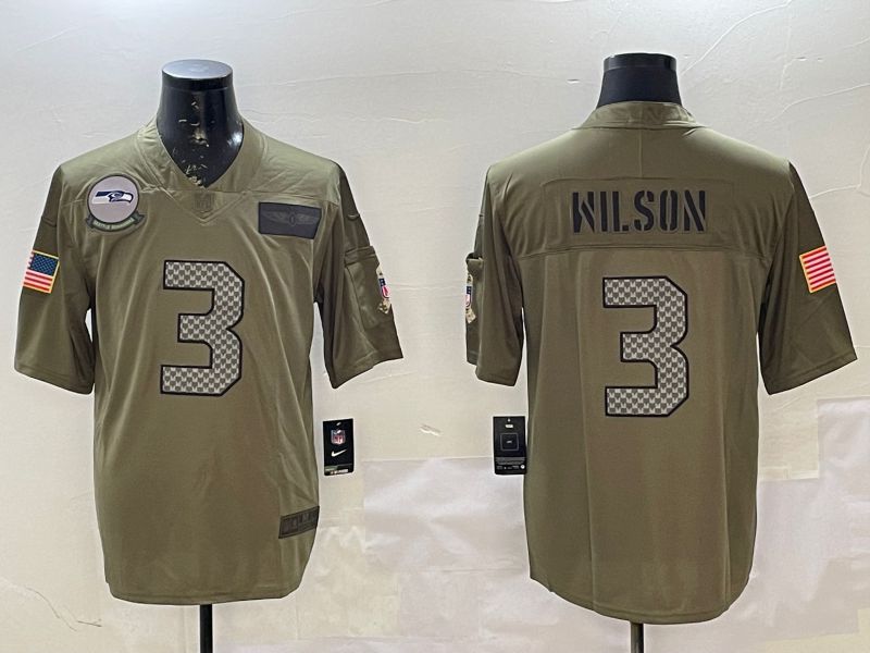 Men Seattle Seahawks #3 Wilson Green 2025 Nike Olive Salute To Service Limited NFL Jersey style 1->houston astros->MLB Jersey